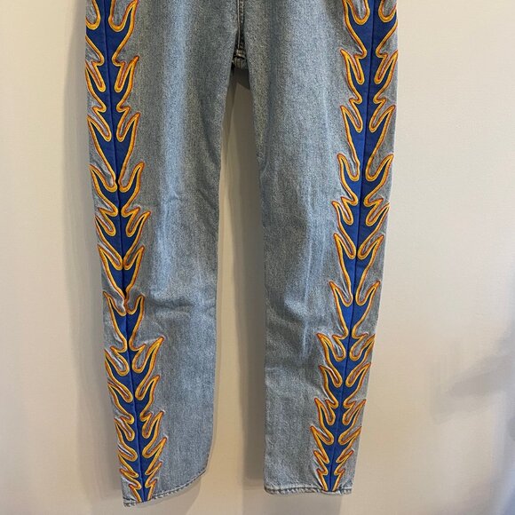 Sandro Designer Flame Embroidered Jeans, Size 36 / SM - Picture 5 of 5